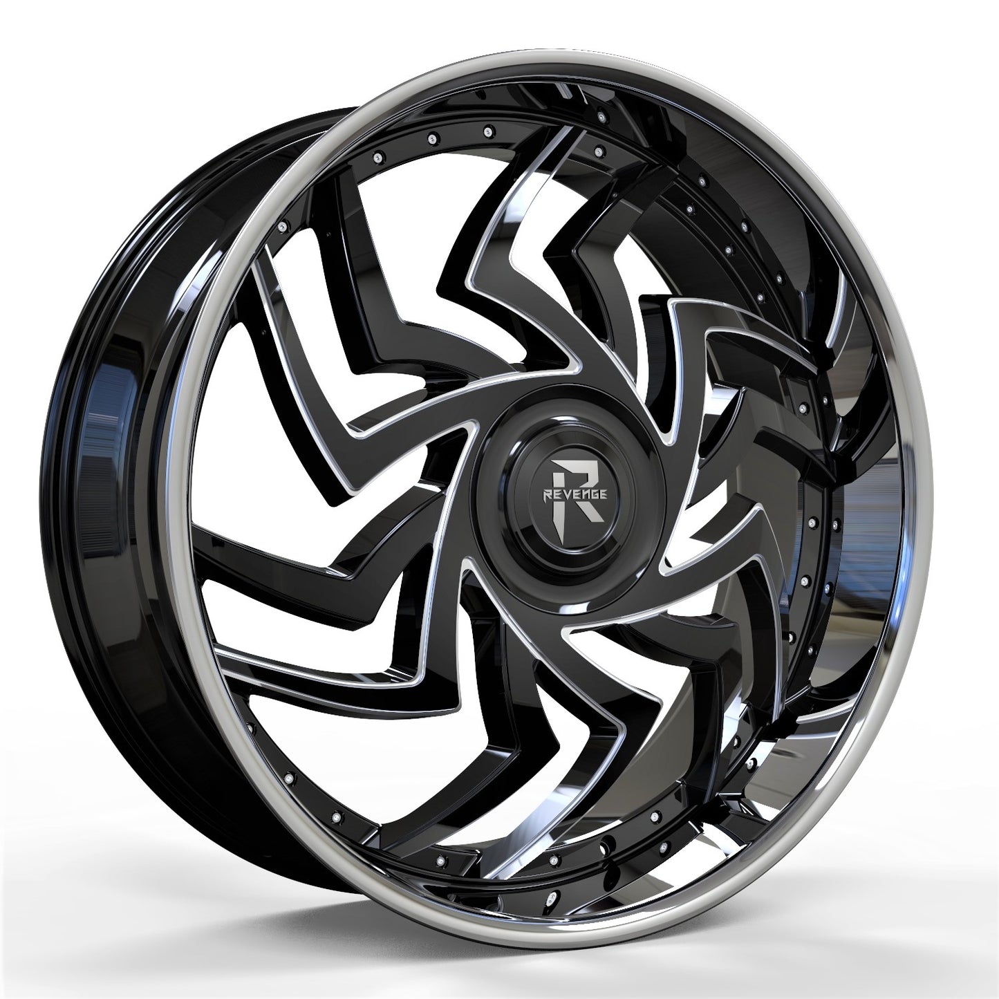 Revenge Wheels RL-107 Gloss Black Milled 5X115,5X120 Size 24X9 15ET