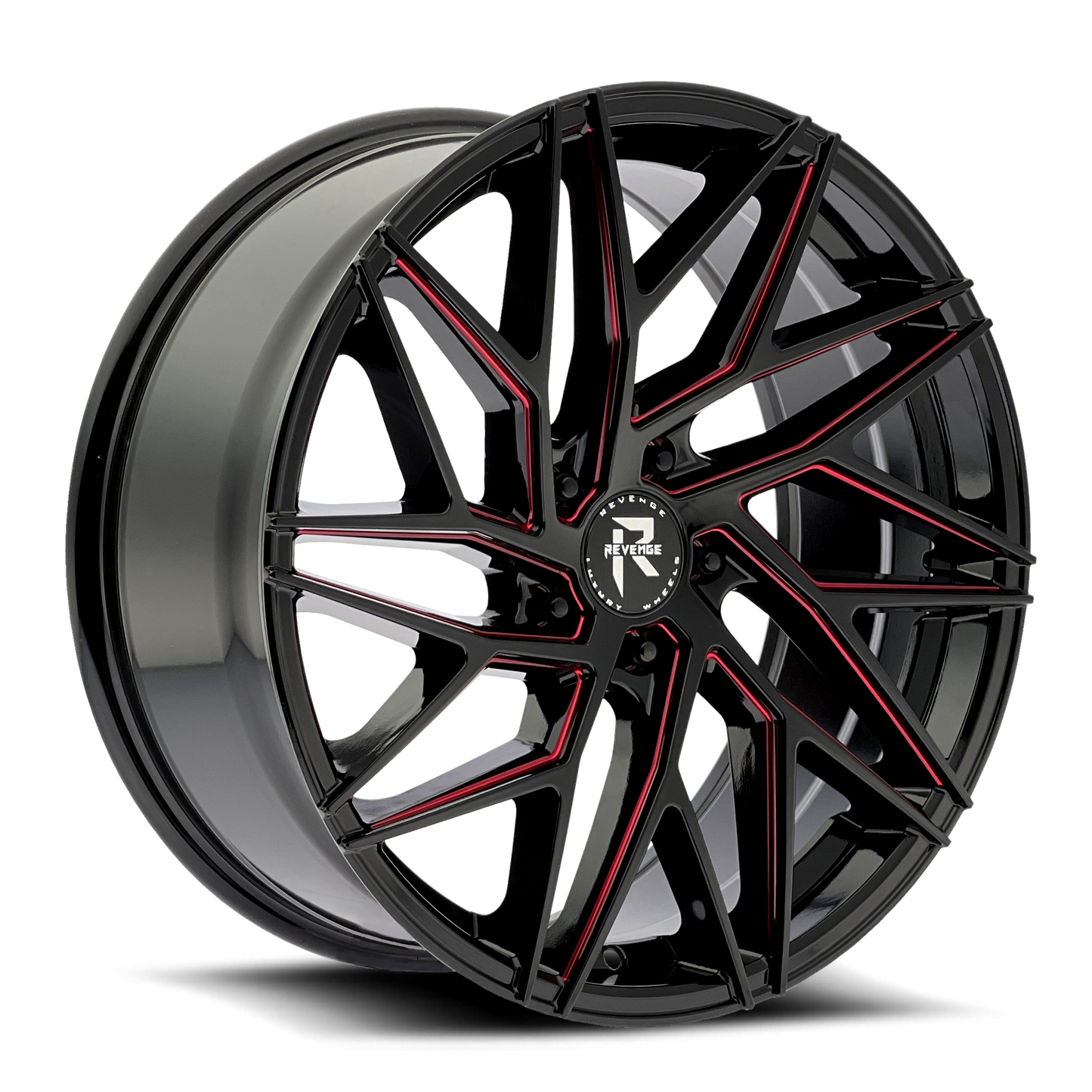 Revenge Wheels RL-102 Black Paint Red Milled 5x112 Size 20X8.5 35ET