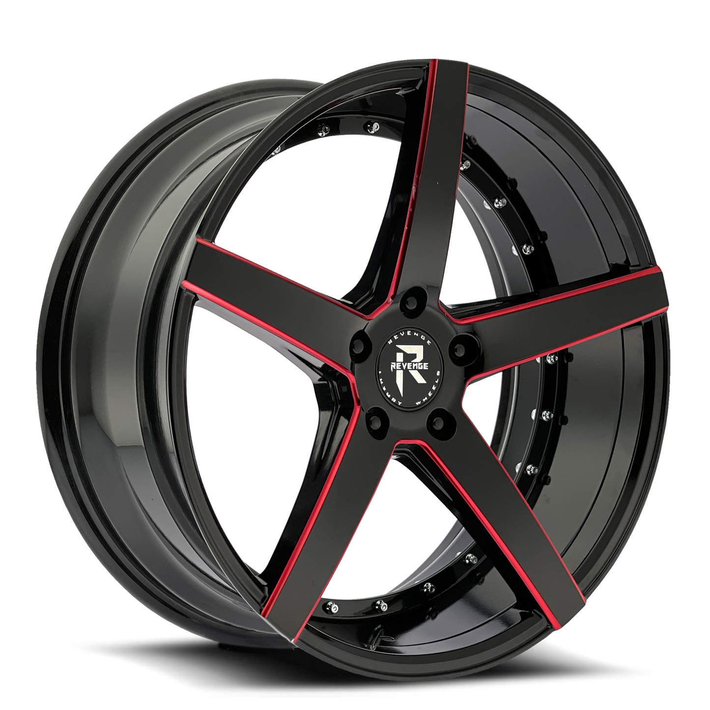 Revenge Wheels RL-103 Black Paint Red Milled 5x114.3 Size 20X8.5 35ET