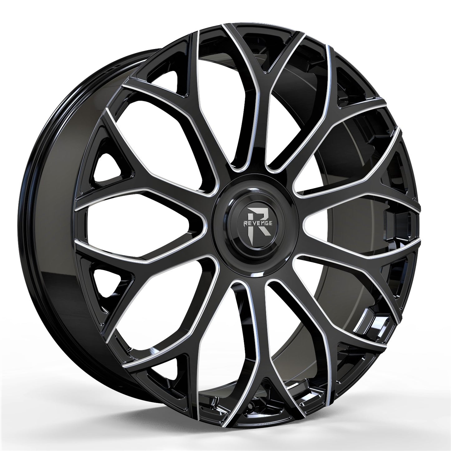 Revenge Wheels RL-105 Gloss Black Milled 5X127,5X139.7 Size 26X9.5 15ET