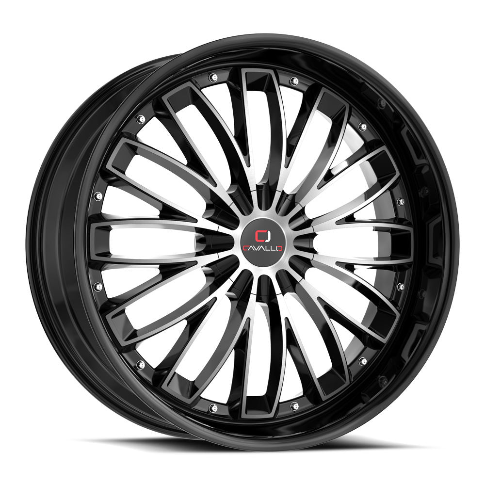 Cavallo CLV-42 22x9.5 5x115 5x120 +15 Cb 74.1 Gloss Black & Machined