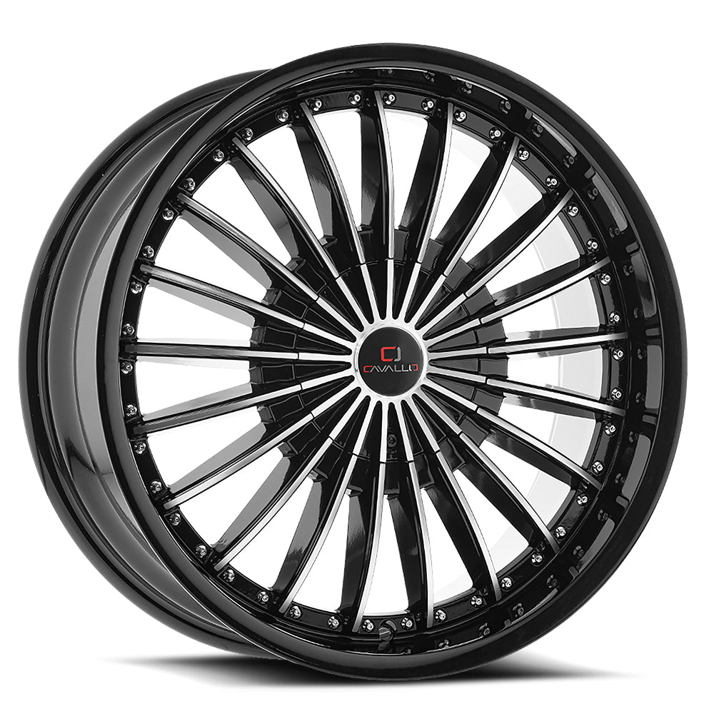 Cavallo CLV-32 22x9.5 5x115 5x120 +15 Cb 74.1 Gloss Black & Machined