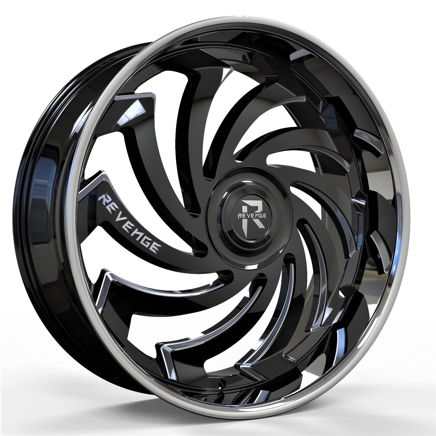 Revenge Wheels RL-108 Gloss Black with Chrome 6x135,6x139.7 Size 24X9.0 25ET