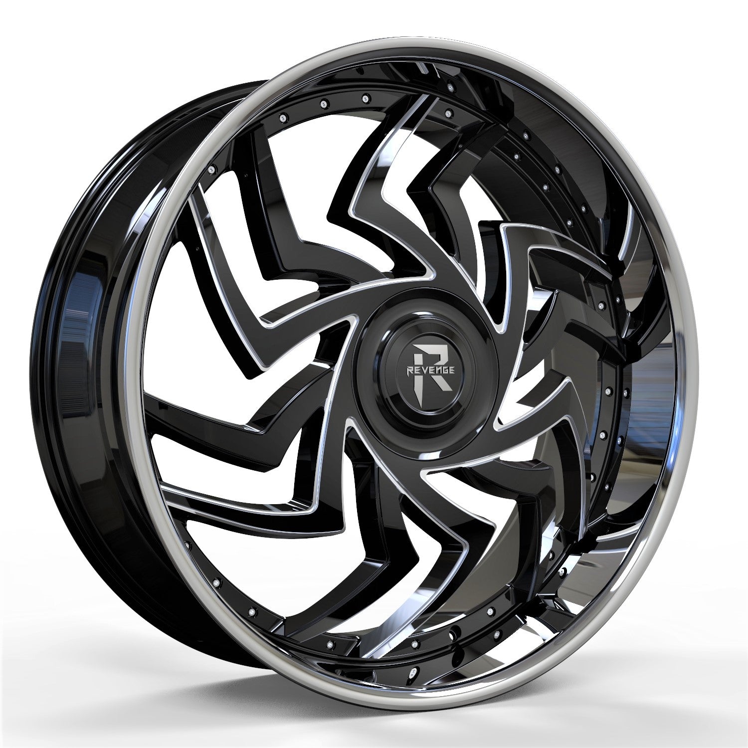 Revenge Wheels RL-107 Black Milled With Chrome Lip 6X135,6X139.7 Size 26X9.5 25ET