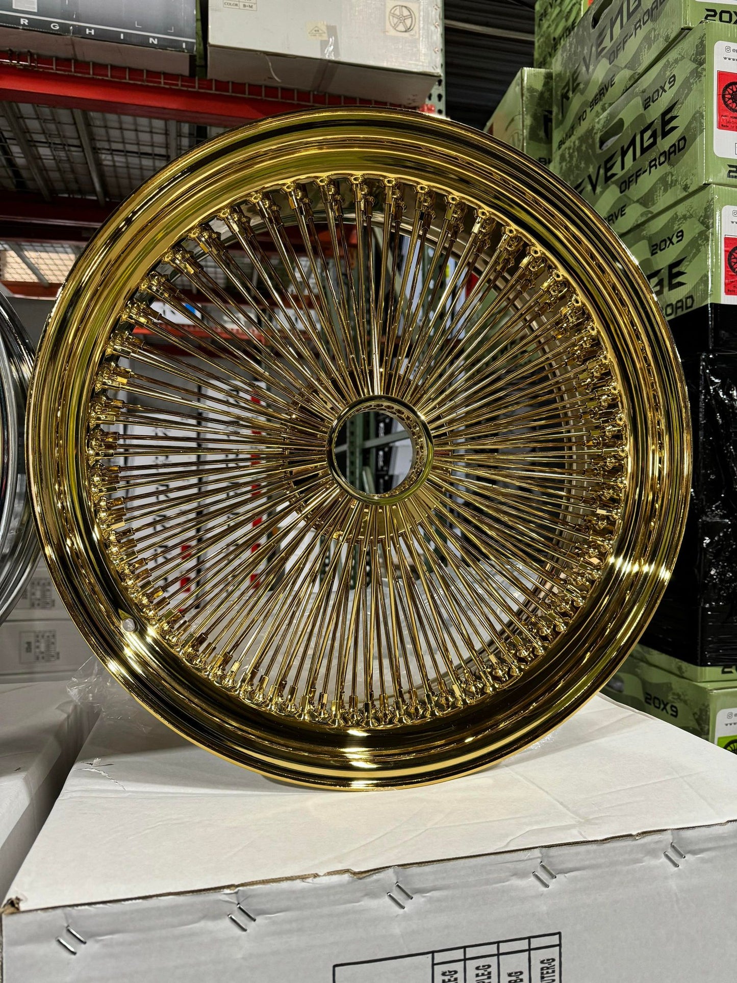 Set of 2x - 22x8" Eagle Eye Wire Wheels Gold Standard 150-Spoke Straight Lace with Set of 2x Eagle Eye Wire Wheels Gold  Reverse