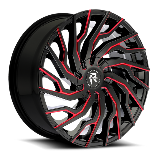 Revenge Wheels RL-101 Black Paint Red Milled 5x108,5x114.3 Size 22X8.5 35ET