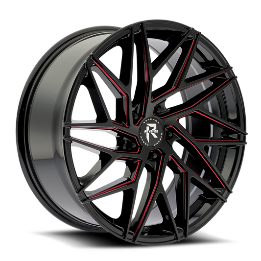 Revenge Wheels RL-102 Black Paint Red Milled 5x114.3 Size 22X9 35ET