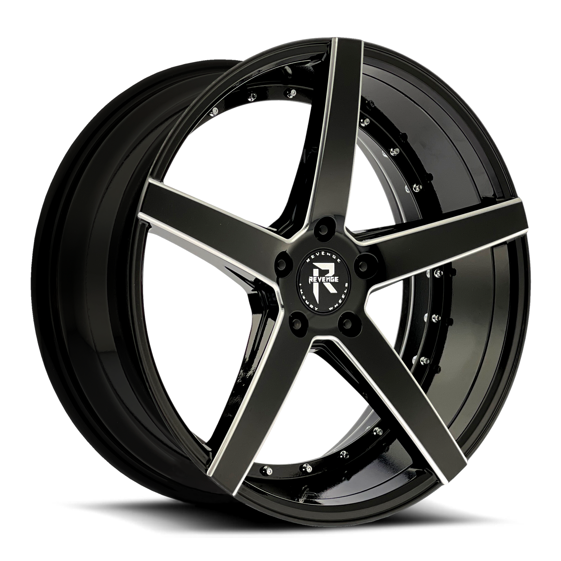 Revenge Wheels RL-103 Black Milled Windows 5x120 Size 20X8.5 35ET