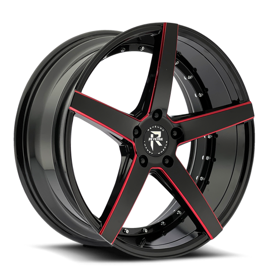 Revenge Wheels RL-103 Black Paint Red Milled 5x120 Size 20X8.5 35ET