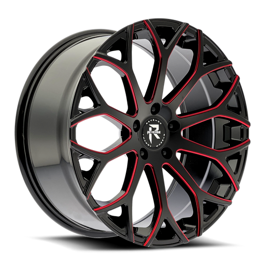 Revenge Wheels RL-105 Black Paint Red Milled 5x110 Size 22X9 35ET