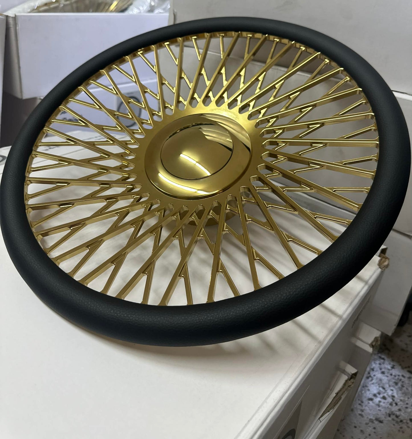 Steering Wheel Weaved Gold No Logo