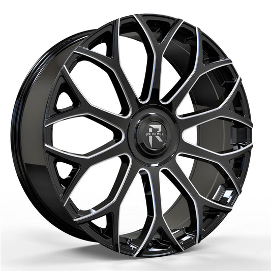 Revenge Wheels RL-105 Gloss Black Milled 6x135,6x139.7 Size 26X9.5 25ET