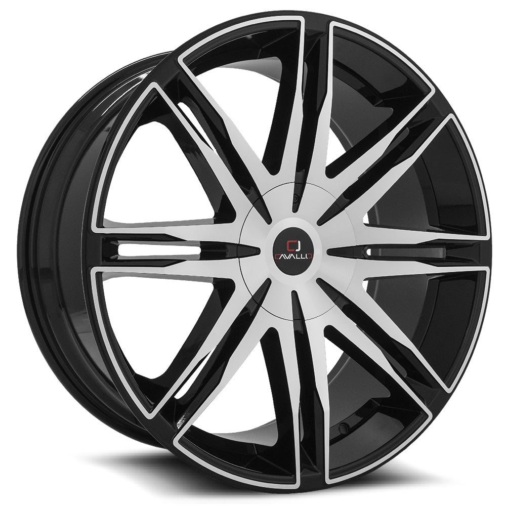 Cavallo Clv-18 22X9.5 5X115 5X120 +15 Cb 74.1 Gloss Black & Machined
