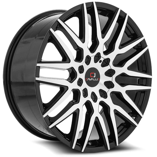 Cavallo CLV-24 22x9.5 Blank 5x/6x +15 Cb 78.1 Gloss Black & Machined