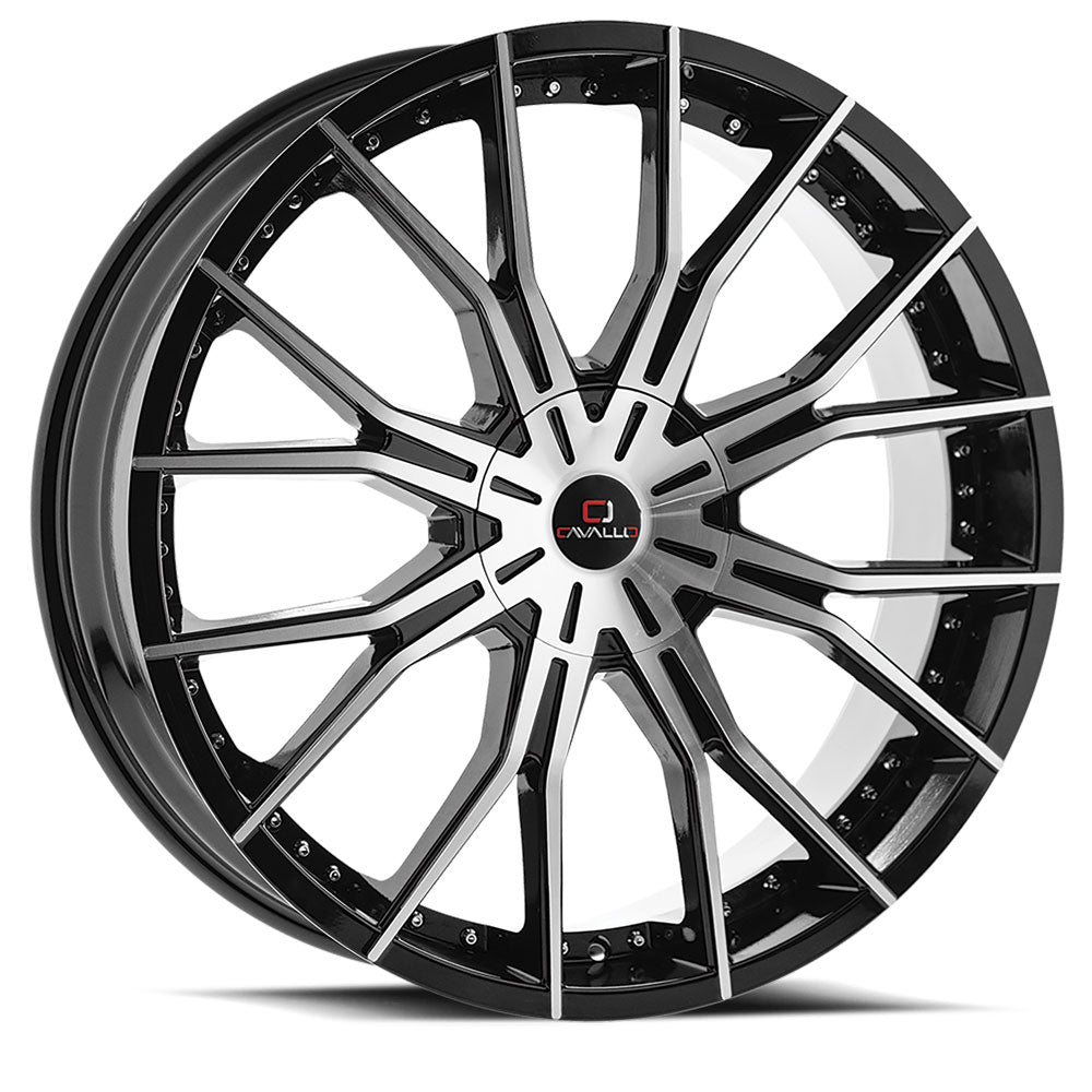 Cavallo CLV-36 22x9.5 Blank +15 Cb 78.1 Gloss Black & Machined
