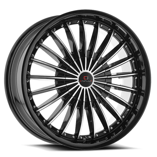 Cavallo CLV-32 22x9.5 5x115 5x120 +15 Cb 74.1 Gloss Black & Machined
