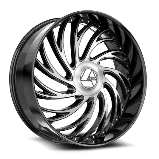 Azara AZX-101 28x9.5 6x135 6x139.7 +22 Cb 87.1 Gloss Black & Machined