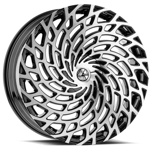 Azara Aza-523 24X9 6X135 6X139.7 +25 Cb 87.1 Gloss Black & Machined