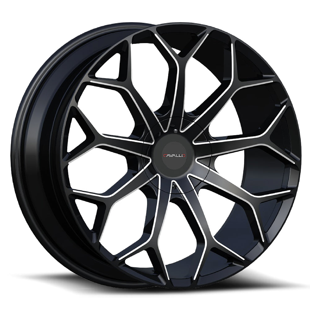 Cavallo CLV-22 24x9.0 Blank +18 Cb 78.1 Gloss Black & Milled