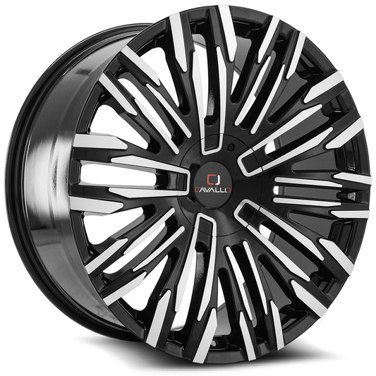 Cavallo Clv-28 22X9.5 5X115 5X120 +15 Cb 74.1 Gloss Black & Machined