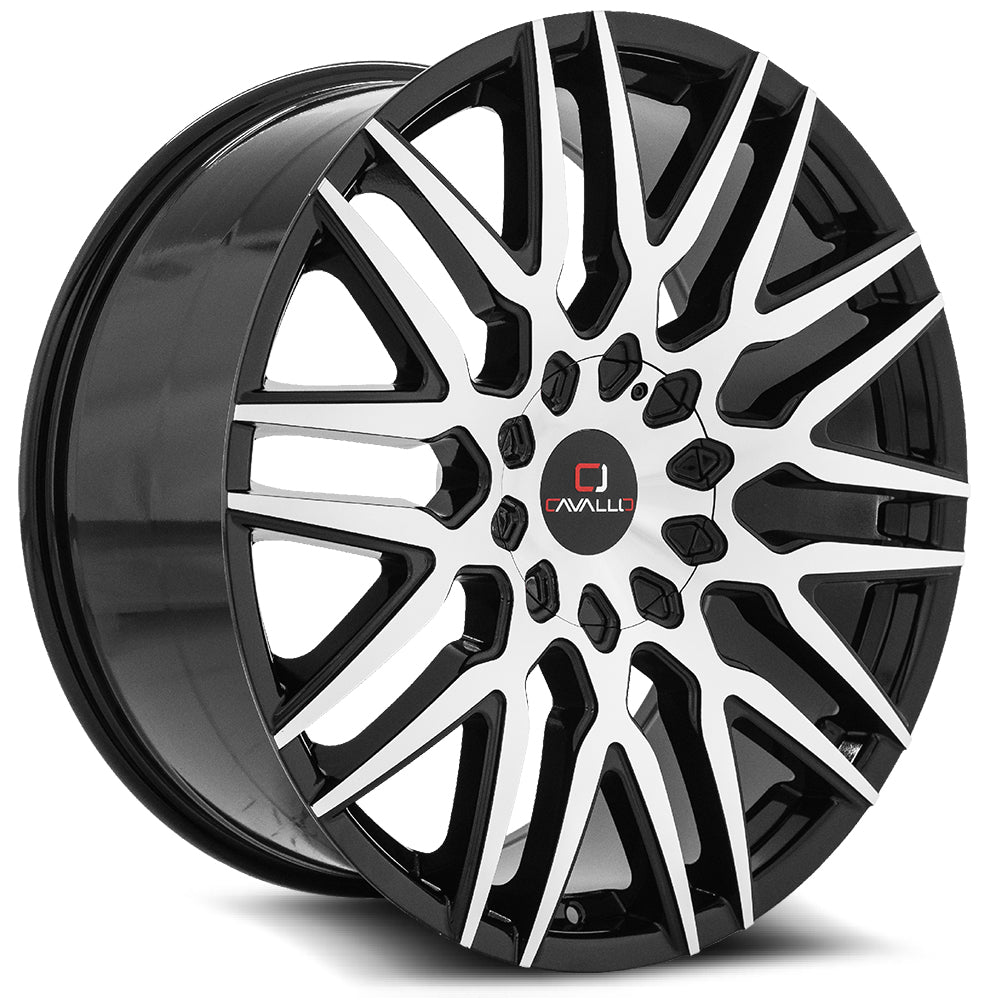 Cavallo Clv-24 22X9.5 5X115 5X120 +15 Cb 74.1 Gloss Black & Machined