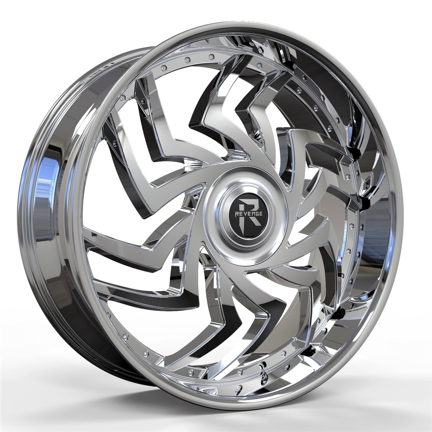 Revenge Luxury Wheels RL-107 Big Floater Chrome 6-Lug Wheel; 24x9; 25mm Offset