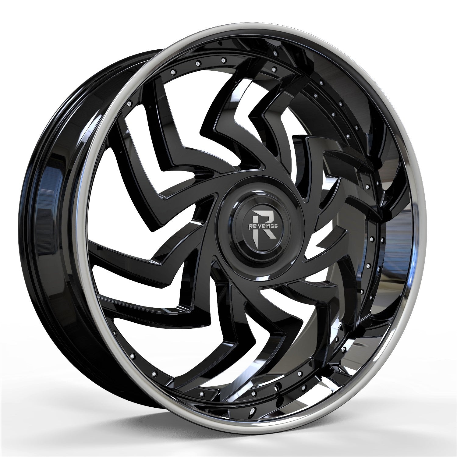Revenge Luxury RL-107 24x9 +15 Gloss Black with a Chrome 5X115,5X127