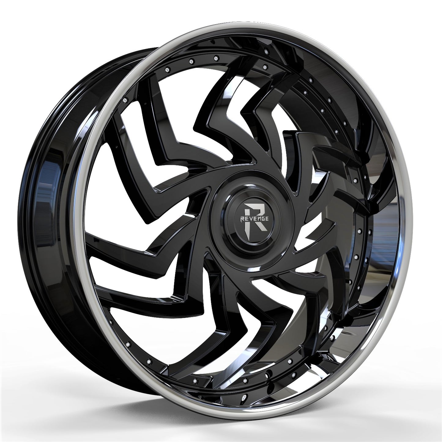 Revenge Luxury RL-107 24x9 +15 Gloss Black with Chrome SSL 5X115,5X120